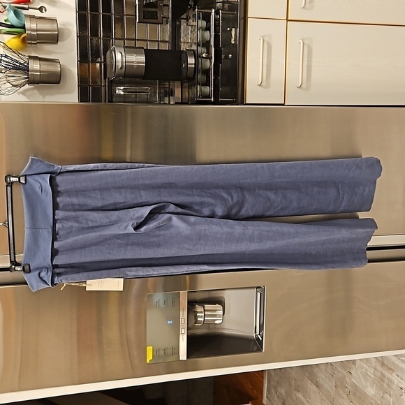 💕FRESH LAUNDRY💕 Linen Foldover Pants ~ 100% Linen Blue XL NWT - Picture 2 of 14